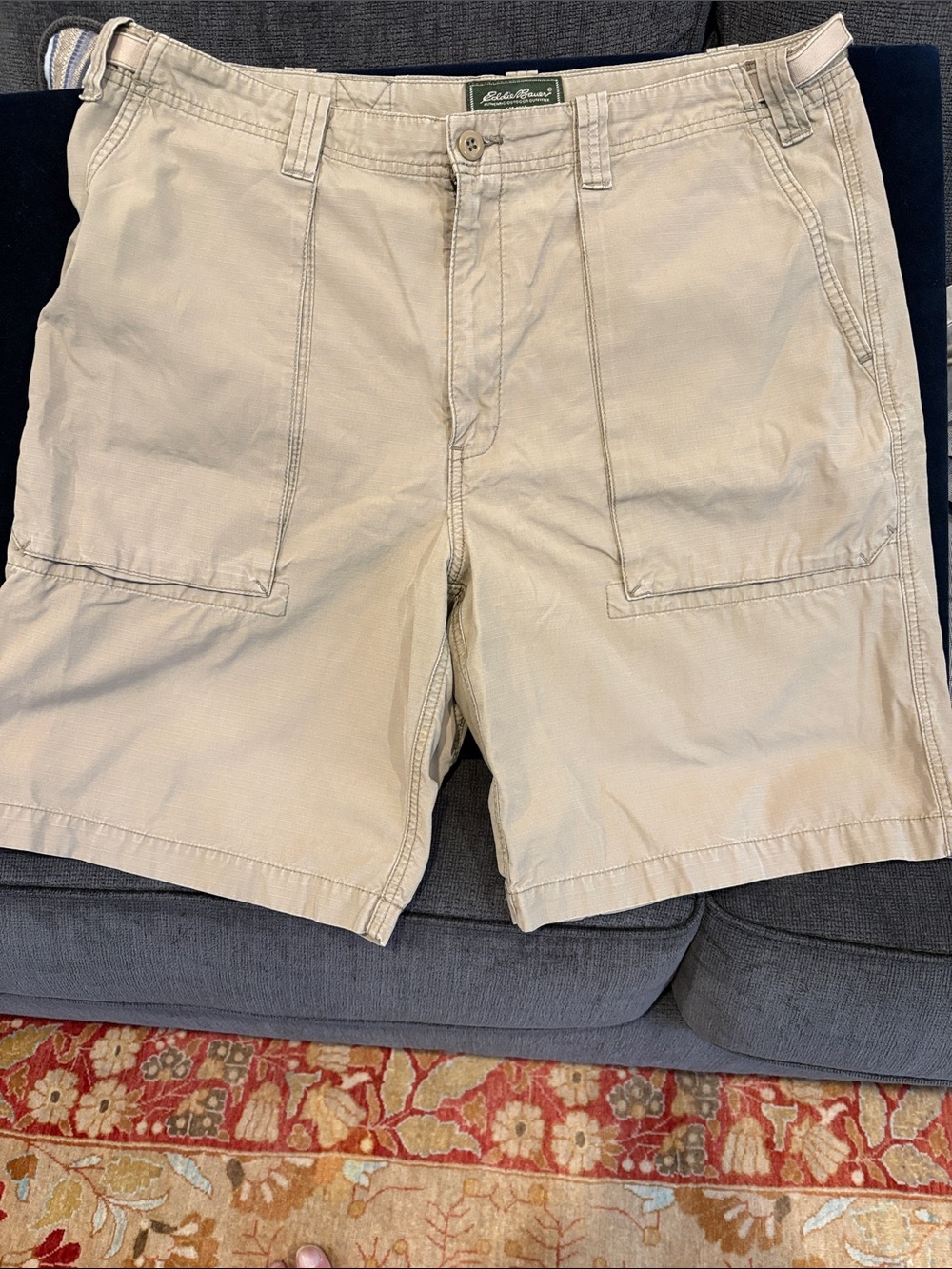 Eddie Bauer Men's Light Khaki Flat Front Shorts